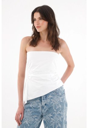 Tennis Camisa Straplesse Con Recogido De Silueta Amplia Para Mujer