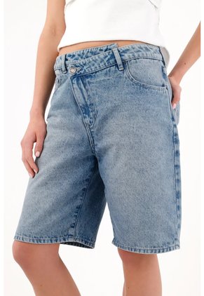 Tennis Bermuda Fit Relajado Con Largo A La Rodilla En Algodón Azul Para Mujer