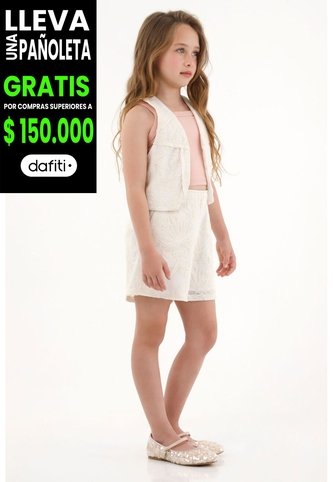 Bermuda Crudo Con Pretina Elástica Para Niña Tennis