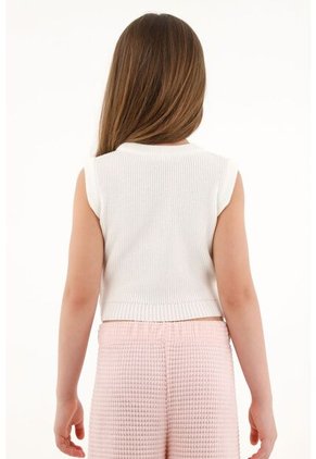 Chaleco Tejido Crudo Para Niña