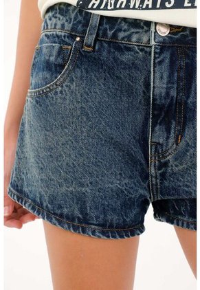 Tennis Short En Denim Tono Oscuro Para Mujer