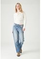 Tennis Jeans Cigarette Con Tejido Pesado En Algodón Azul Claro Para Mujer de Tennis