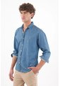 Tennis Camisa Para Hombre En Poliéster Azul Rayas Fit Relajado de Tennis