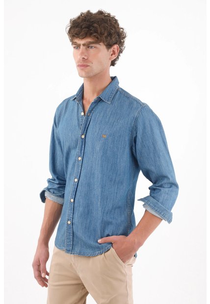 Tennis Camisa Para Hombre En Poliéster Azul Rayas Fit Relajado