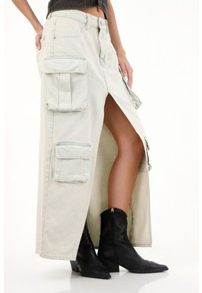 Tennis Falda Larga Con Bolsillos Cargo Tono Claro Para Mujer