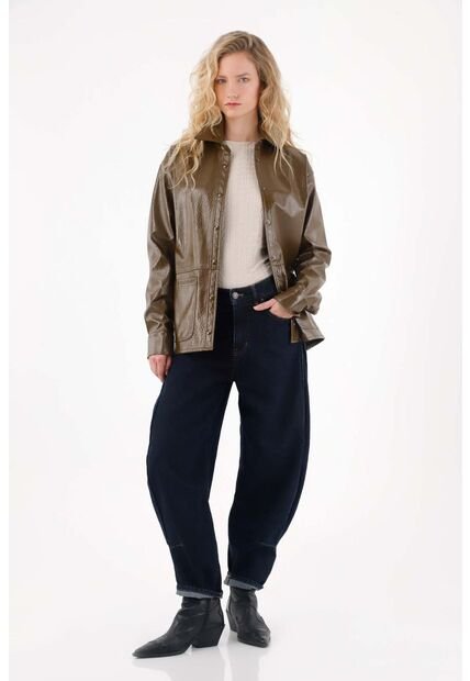 Tennis Jean Slouchy Con Prense Decorativo Azul Para Mujer