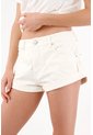 Tennis Bermuda Ajustada De Tiro Corto Con Dobladillo Vuelto En Algodón Blanco Crudo Para Mujer de Tennis
