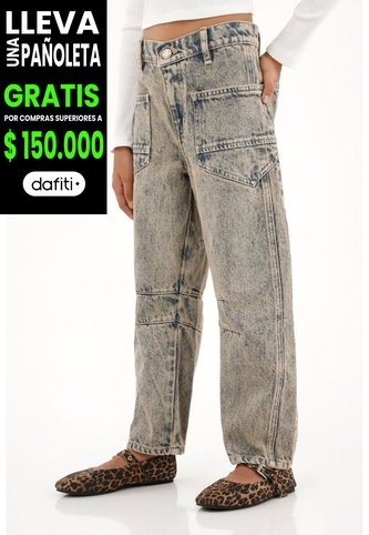 Jean Horseshoe Con Pigmento Vintage Para Niña Tennis