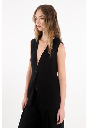 Tennis Chaleco Con Escote En V Negro Para Mujer