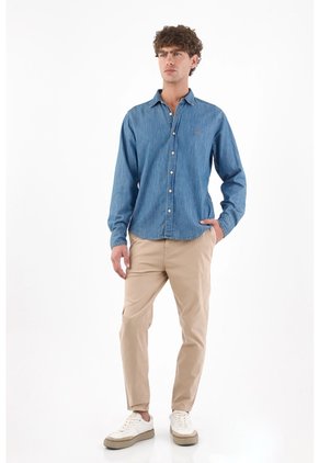 Tennis Camisa Para Hombre En Poliéster Azul Rayas Fit Relajado