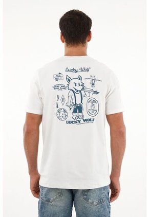 Tennis Camiseta Blanca Con Estampado Lucky Wolf Para Hombre