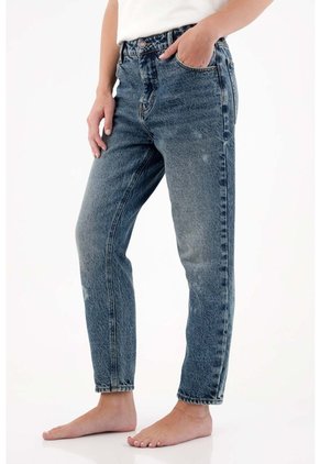 Tennis Jean Recto De Tiro Alto Azul Para Mujer