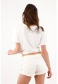 Tennis Bermuda Ajustada De Tiro Corto Con Dobladillo Vuelto En Algodón Blanco Crudo Para Mujer de Tennis