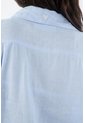 Tennis Camisa Para Mujer Lino Azul Fit Relajado Con Botones de Tennis