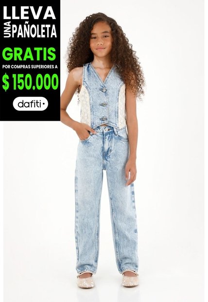Jean Recto De Tiro Alto Para Niña