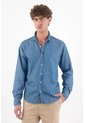Tennis Camisa Para Hombre En Poliéster Azul Rayas Fit Relajado de Tennis