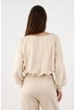 Tennis Buzo Para Mujer Algodón Beige Fit Relajado Con Escote V de Tennis