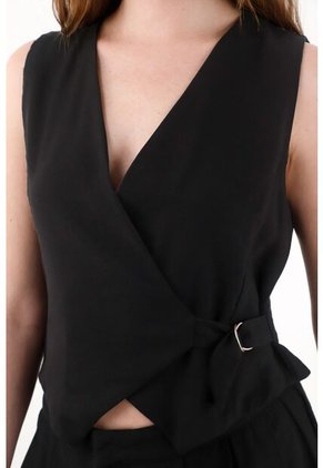 Tennis Chaleco Cruzado Negro Para Mujer