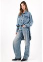 Tennis Chaqueta Oversize Con Bajo Asimétrico En Denim Azul Para Mujer de Tennis