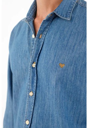 Tennis Camisa Para Hombre En Poliéster Azul Rayas Fit Relajado