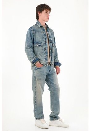 Tennis Jean Recto Con Dirty Azul Claro Para Hombre