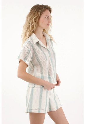 Tennis Camisa Tejida Con Rayas Para Mujer