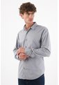 Tennis Camisa Para Hombre En Algodón Gris Claro Fit Clásico Con Mini Bordado De Raquetas de Tennis