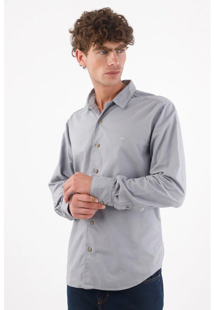 Tennis Camisa Para Hombre En Algodón Gris Claro Fit Clásico Con Mini Bordado De Raquetas