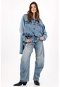 Tennis Chaqueta Oversize Con Bajo Asimétrico En Denim Azul Para Mujer de Tennis