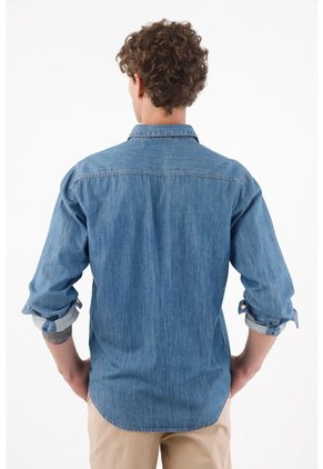 Tennis Camisa Para Hombre En Poliéster Azul Rayas Fit Relajado