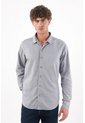 Tennis Camisa Para Hombre En Algodón Gris Claro Fit Clásico Con Mini Bordado De Raquetas de Tennis