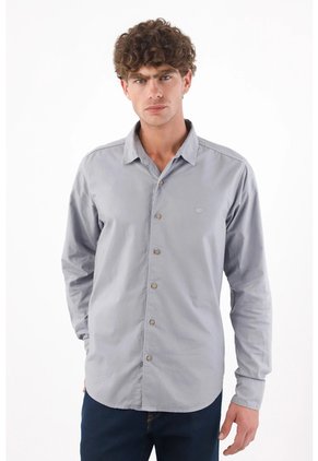 Tennis Camisa Para Hombre En Algodón Gris Claro Fit Clásico Con Mini Bordado De Raquetas