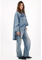 Tennis Chaqueta Oversize Con Bajo Asimétrico En Denim Azul Para Mujer de Tennis