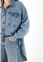 Tennis Chaqueta Oversize Con Bajo Asimétrico En Denim Azul Para Mujer de Tennis