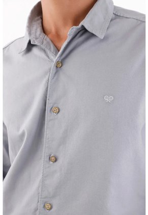 Tennis Camisa Para Hombre En Algodón Gris Claro Fit Clásico Con Mini Bordado De Raquetas