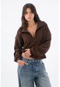 Tennis Buzo Para Mujer En Algodón Marrón Fit Relajado Texturizado de Tennis