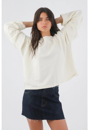 Tennis Buzo Para Mujer Algodón Crudo Corte Relajado Con Hombro Caído