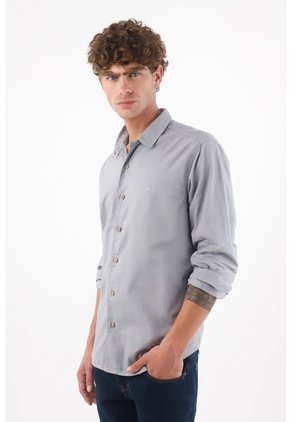 Tennis Camisa Para Hombre En Algodón Gris Claro Fit Clásico Con Mini Bordado De Raquetas