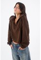Tennis Buzo Para Mujer En Algodón Marrón Fit Relajado Texturizado de Tennis
