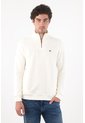 Tennis Buzo Para Hombre De Algodón Blanco Crudo Fit Clásico Con Bordado De Raquetas de Tennis