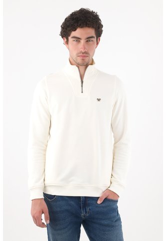 Tennis Buzo Para Hombre De Algodón Blanco Crudo Fit Clásico Con Bordado De Raquetas Tennis