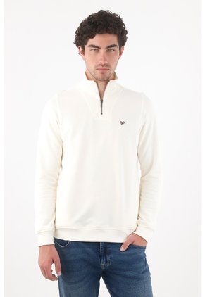 Tennis Buzo Para Hombre De Algodón Blanco Crudo Fit Clásico Con Bordado De Raquetas
