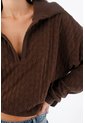 Tennis Buzo Para Mujer En Algodón Marrón Fit Relajado Texturizado de Tennis