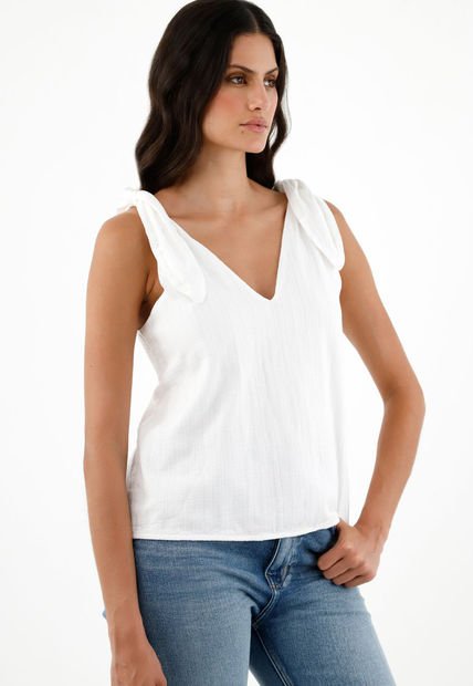 Camisa Blanca Manga Sisa Para Mujer