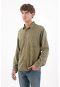 Tennis Camisa Para Hombre De Algodón Verde Oliva Regular Fit Con Bolsillo De Parche de Tennis