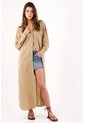 Tennis Camisa Oversize Con Aberturas Laterales En Algodón Beige Para Mujer de Tennis