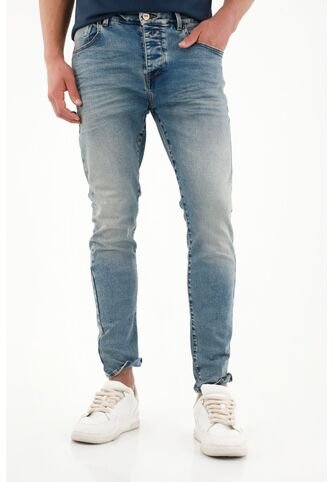 Tennis Jean Azul Super Skinny  Con Arrugas 3D Para Hombre Tennis