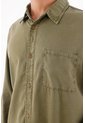 Tennis Camisa Para Hombre De Algodón Verde Oliva Regular Fit Con Bolsillo De Parche de Tennis