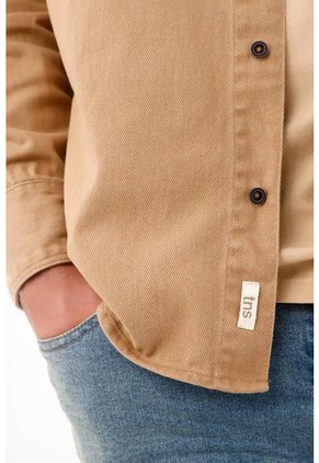 Tennis Camisa Relajada Con Bolsillo Cuadrado En Algodón Camel Para Hombre