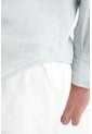 Tennis Camisa Fit Regular Con Botones Crema En Lino Azul Hielo Para Hombre de Tennis